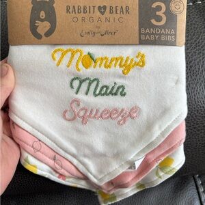 Organic Bandana Baby Bibs - White, Pink, Green